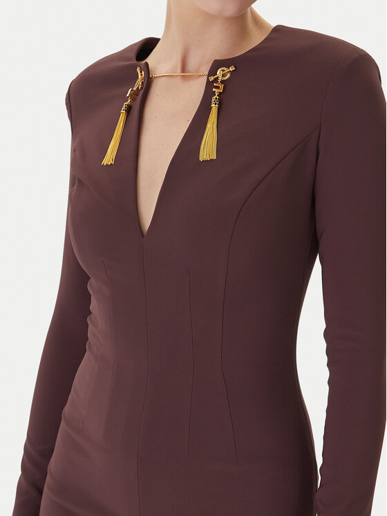 Elisabetta Franchi Elisabetta Franchi Koktejlové šaty AB-805-57E2-V460 Bordó Slim Fit