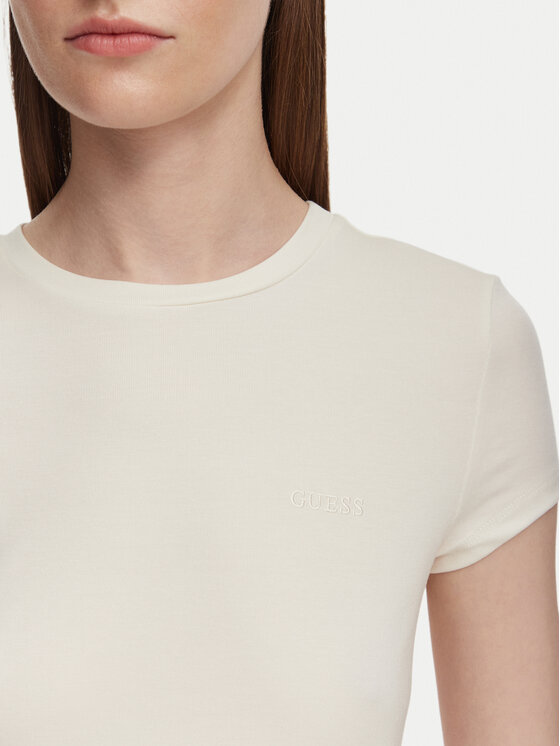 Guess Guess T-Shirt V6YI24 K4787 Beżowy jasny Slim Fit