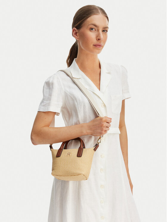 Tommy Hilfiger Tommy Hilfiger Τσάντα Popette Micro Tote Raffia AW0AW18526 Μπεζ