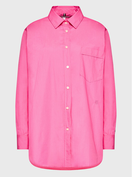 Tommy Hilfiger Tommy Hilfiger Koszula Org Co WW0WW34477 Różowy Oversize