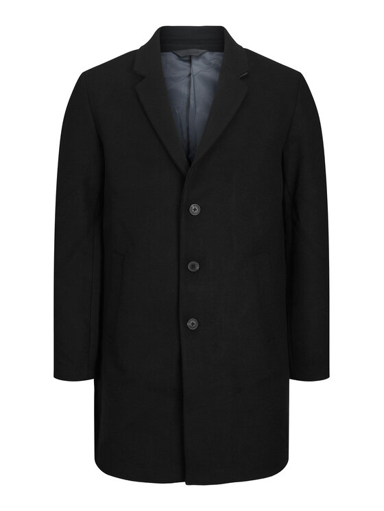 Jack&Jones Jack&Jones Płaszcz wełniany 12239008 Czarny Regular Fit
