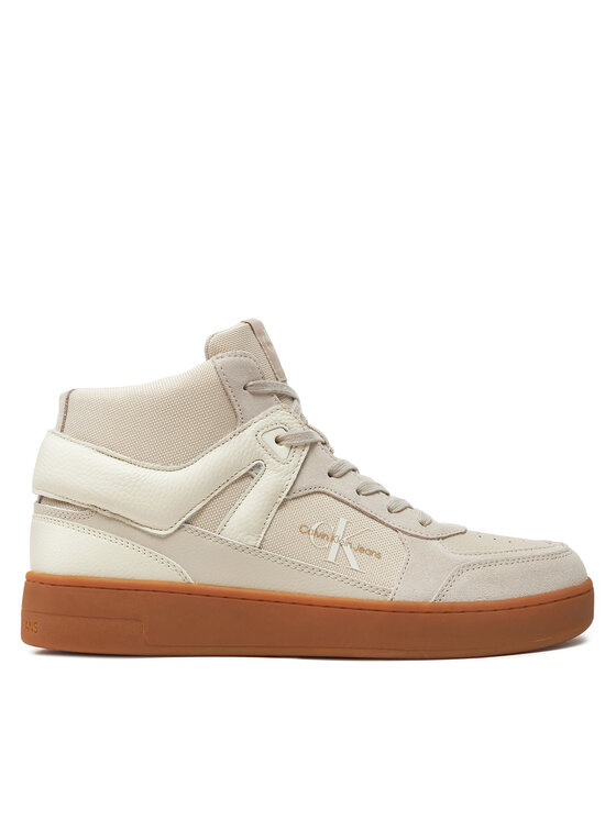 Calvin Klein Jeans Snīkeri Basket Cup Mid Laceup Lth Ml Mtr YM0YM00995 Écru