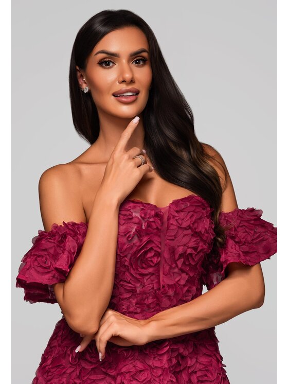 Ombre Ombre Sukienka koktajlowa LA-OM-DLR231 Czerwony Regular Fit