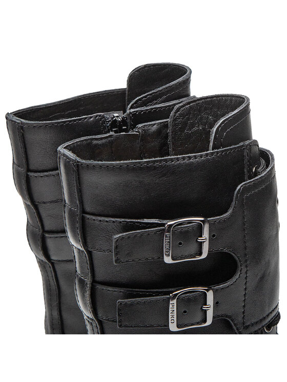 PINKO Pinko Trapper stila apavi Cumino Stivale AI 22-23 BLKS1 1H2135 A072 Melns