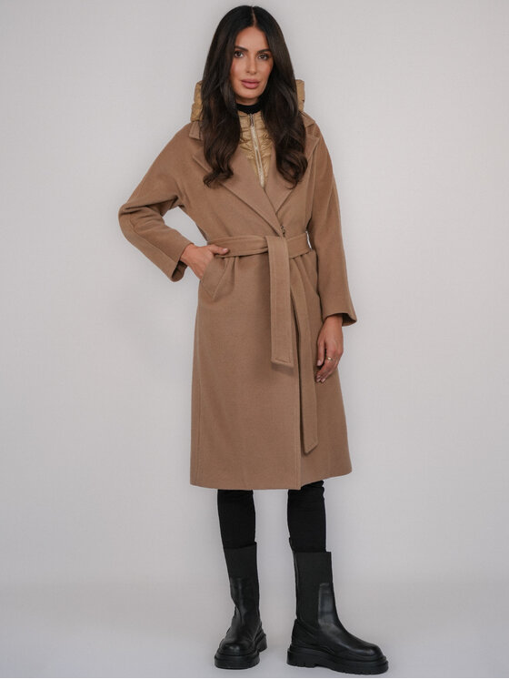 FAN LEATHER FAN LEATHER Płaszcz przejściowy Wełniany z Podpinką Beżowy Loose Fit