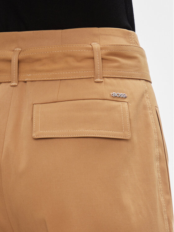 BOSS Boss Bavlnené nohavice Tenoy 50505609 Béžová Tapered Fit