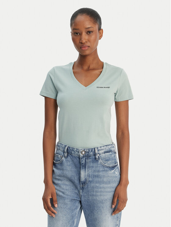 Guess Jeans Tricou W4YI23 J1314 Verde Regular Fit