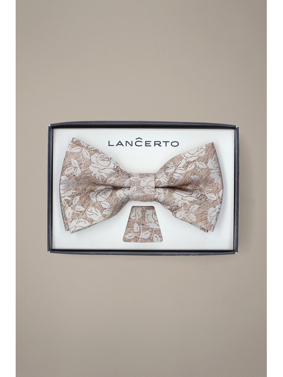 Lancerto Lancerto Komplet mucha i poszetka Mucha Beżowa MU090126000008 Beżowy