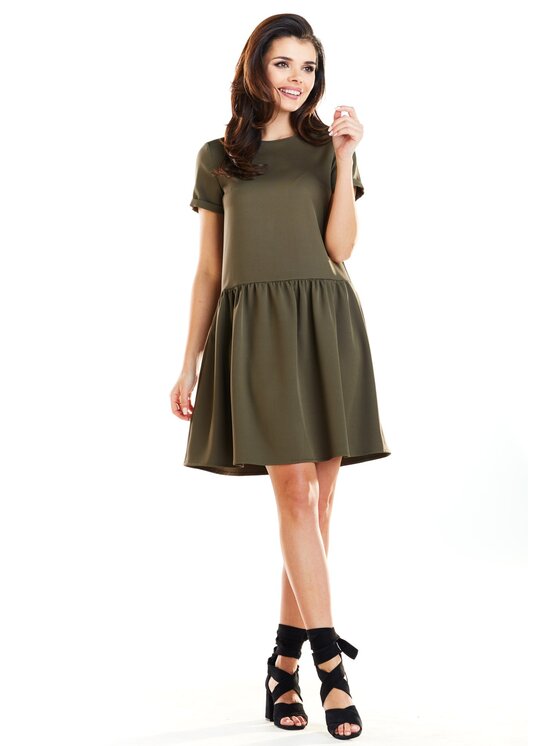 Awama Awama Sukienka letnia A277 Khaki Basic Fit