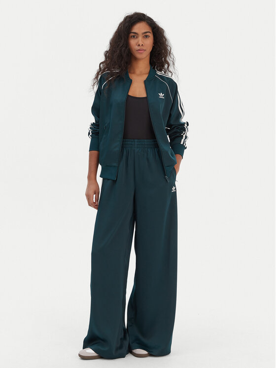 adidas Pantaloni trening adicolor Satin JV7511 Verde Wide Leg