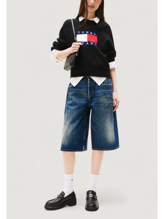 Tommy Jeans Tommy Jeans Πουλόβερ TJW MELANGE FLAG SWE Μαύρο Casual Fit