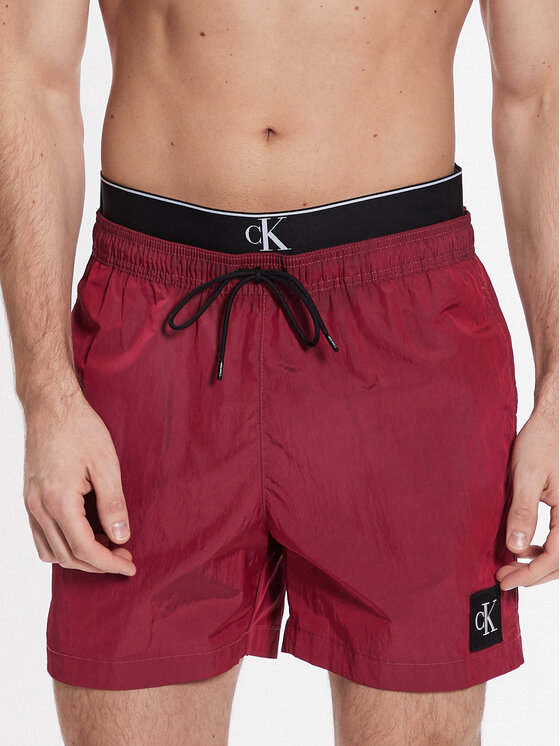 Calvin Klein Swimwear Pantaloni scurți pentru înot Medium Double Wb KM0KM00846 Vișiniu Regular Fit