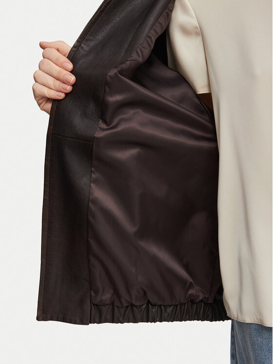 Weekend Max Mara Weekend Max Mara Lederjacke Cose 2625446041 Dunkelbraun Regular Fit