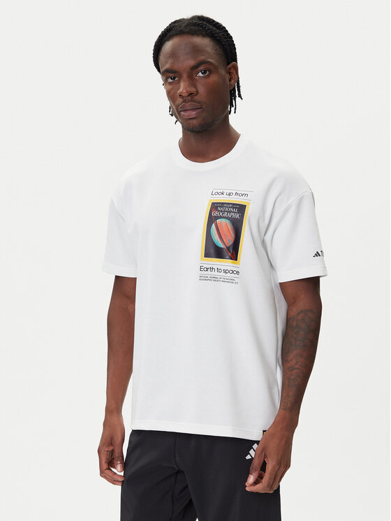 adidas adidas T-Shirt National Geographic KC2349 Bílá Loose Fit