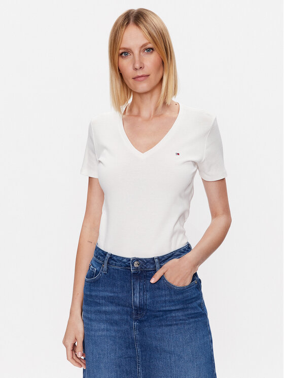 Női Póló Tommy Hilfiger, Méret: XXS, Ekru, Cody WW0WW37873