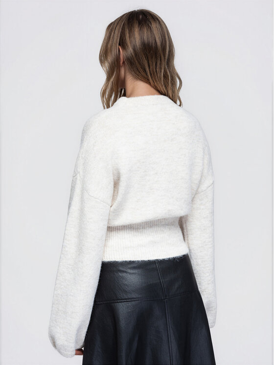 Ombre Ombre Sweter OW-SW-E0062 Beżowy Relaxed Fit