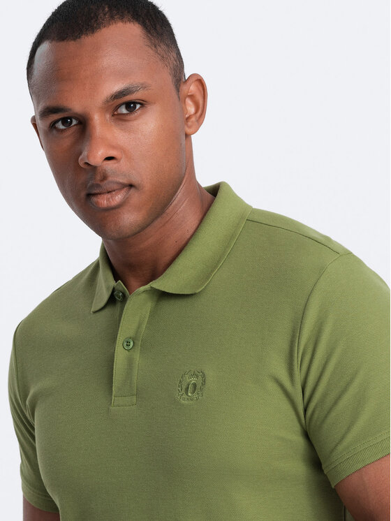 Ombre Ombre Polokošile OM-POBS-0100 Khaki Regular Fit