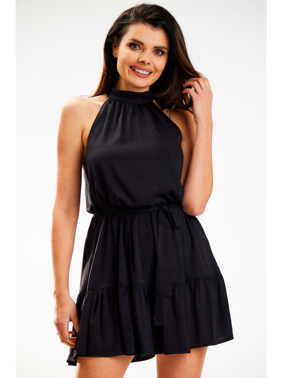 Awama Awama Sukienka letnia A580 Czarny Basic Fit