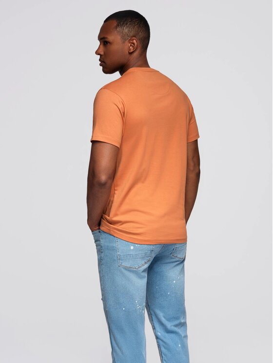 Ombre Ombre T-Shirt OM-TSPT-0227 Pomarańczowy Regular Fit