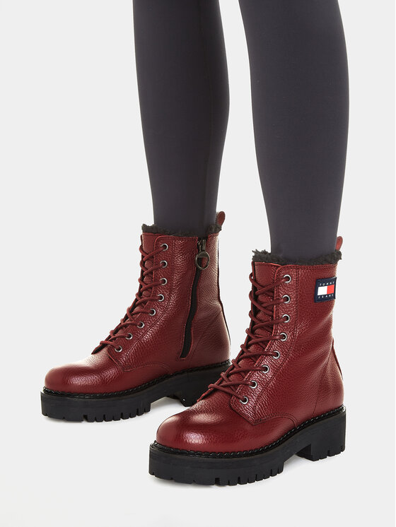Tommy Jeans Tommy Jeans Šnurovacia obuv Tjw Urban Tumbled Ltr Wl EN0EN02317 Bordová