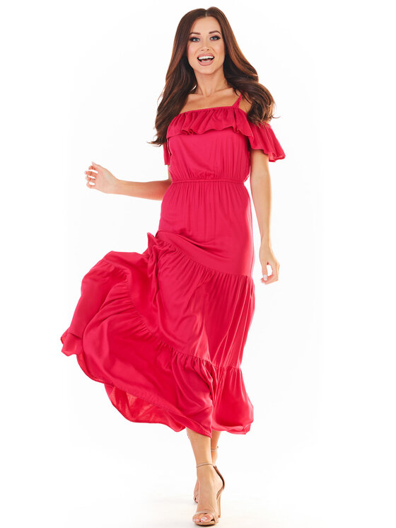 Awama Awama Sukienka letnia A358 Fioletowy Basic Fit