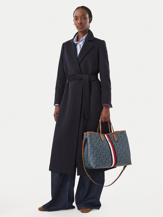 Tommy Hilfiger Ročna torba Th Monoplay Satchel Corp AW0AW19516 Mornarsko modra