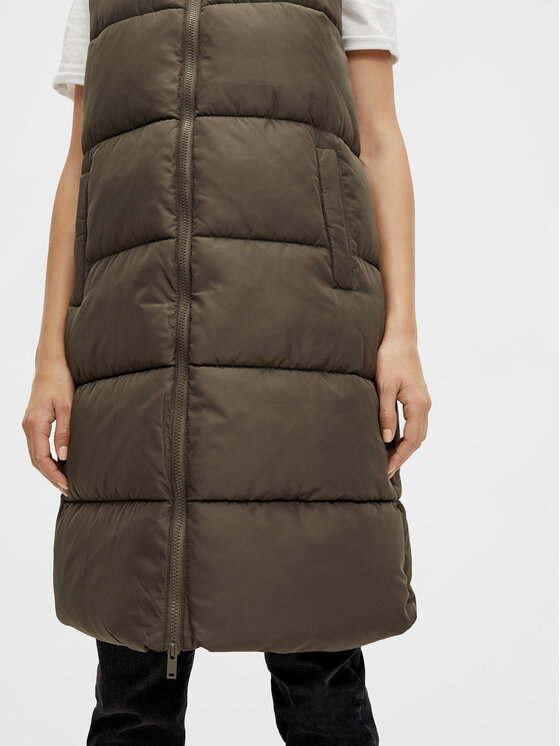 Pieces Pieces Bezrękawnik 17117414 Khaki Regular Fit