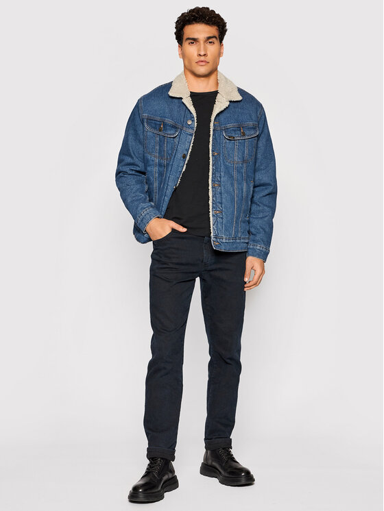 Lee Lee Giacca di jeans Sherpa L87AMWGV 112140960 Blu scuro Regular Fit