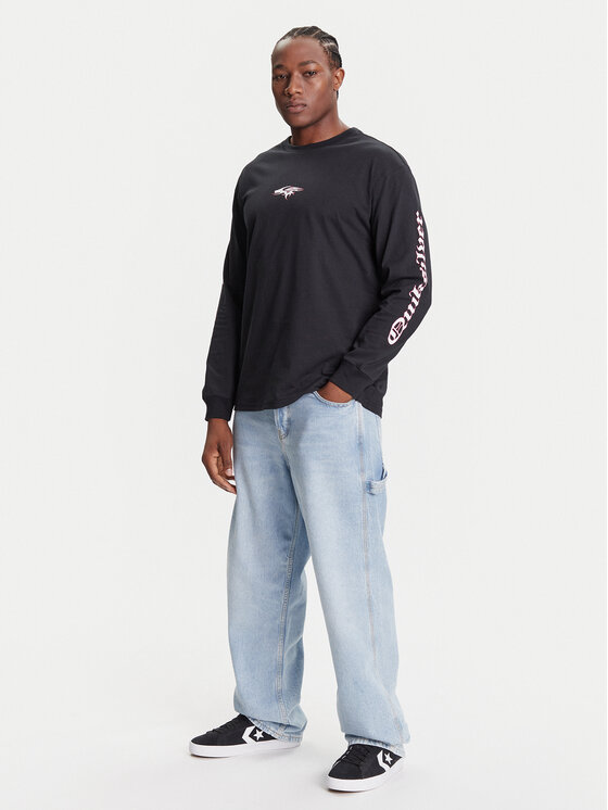 Quiksilver Quiksilver Majica dugih rukava Mercury Old English Ls EQYZT08169 Crna Comfort Fit