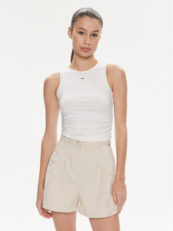 Tommy Jeans Top DW0DW17893 Biela Slim Fit