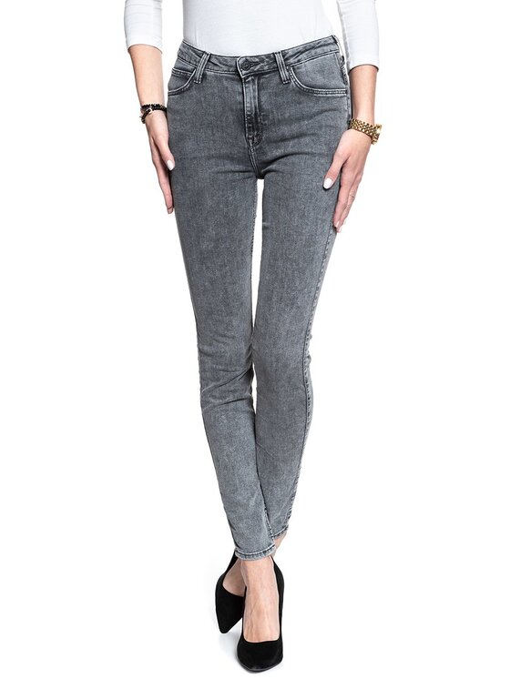 Lee Lee Jeansy SCARLETT HIGH Szary Skinny Fit