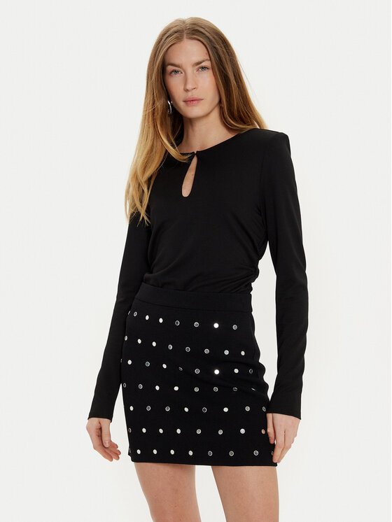 Sisley Sisley Блузка 5Y0XLQ080 Чорний Slim Fit