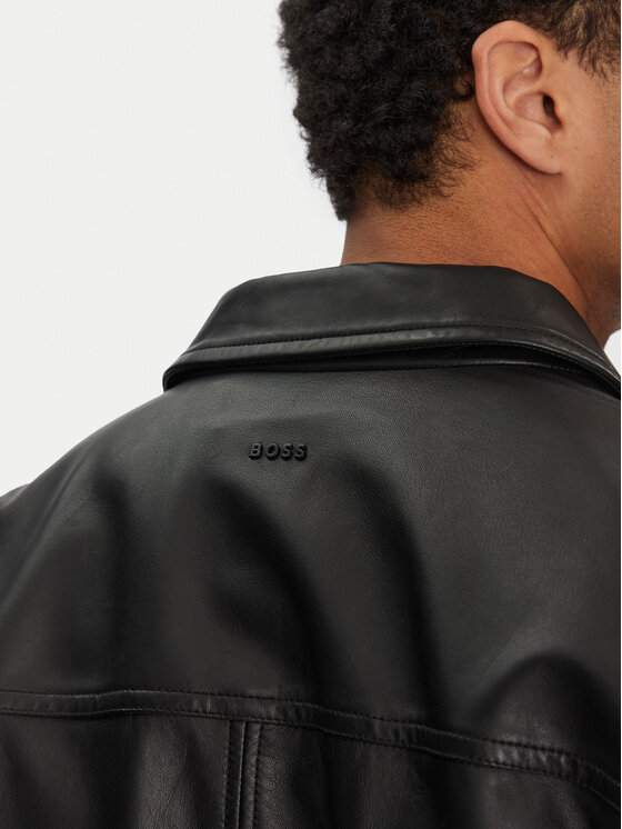 BOSS BOSS Kožená bunda Jocruz 50530256 Čierna Regular Fit