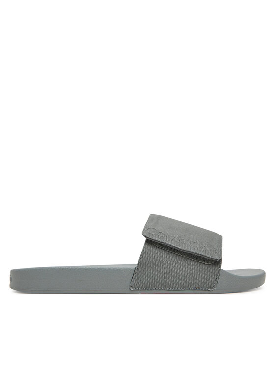Férfi Papucs Calvin Klein, Méret: 45, Szürke, Adj Pool Slide Canvas Logo HM0HM01749