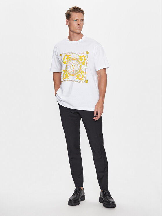 Versace Jeans Couture Versace Jeans Couture Marškinėliai 75GAHF07 Balta Regular Fit