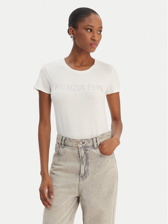 Patrizia Pepe Tricou CM1419/J013-W146 Alb Regular Fit