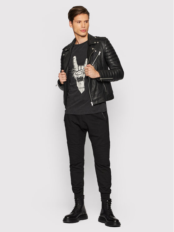 Serge Pariente Serge Pariente Nahkjope Hipster Must Regular Fit