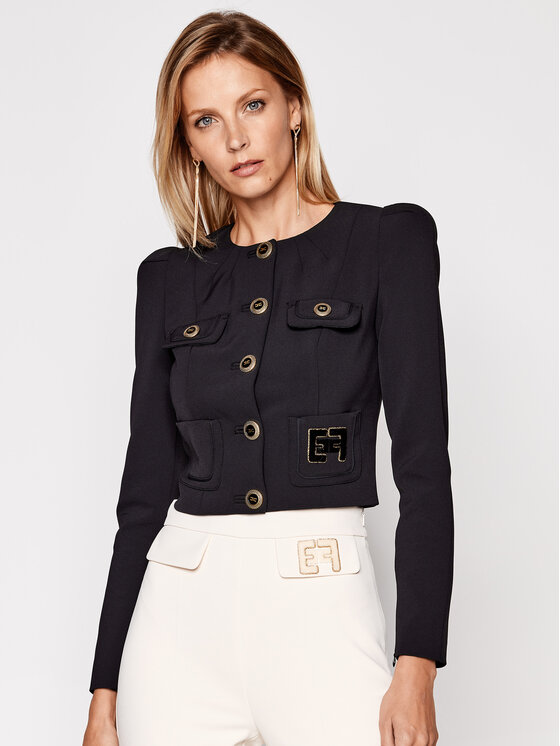 Elisabetta Franchi Švarkas GI-942-06E2-V569 Juoda Regular Fit • Modivo.lt