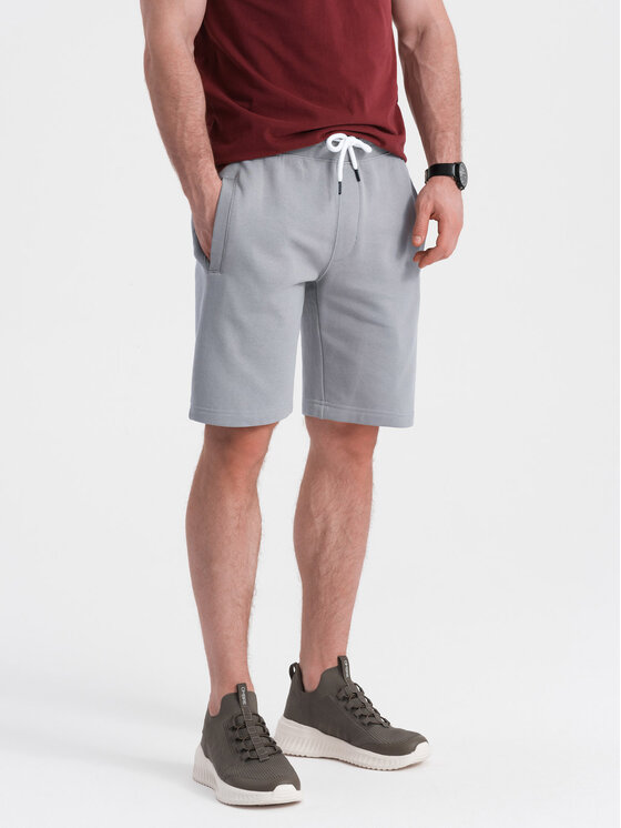 Ombre Ombre Šortky z materiálu OM-SRBS-0139 Šedá Regular Fit