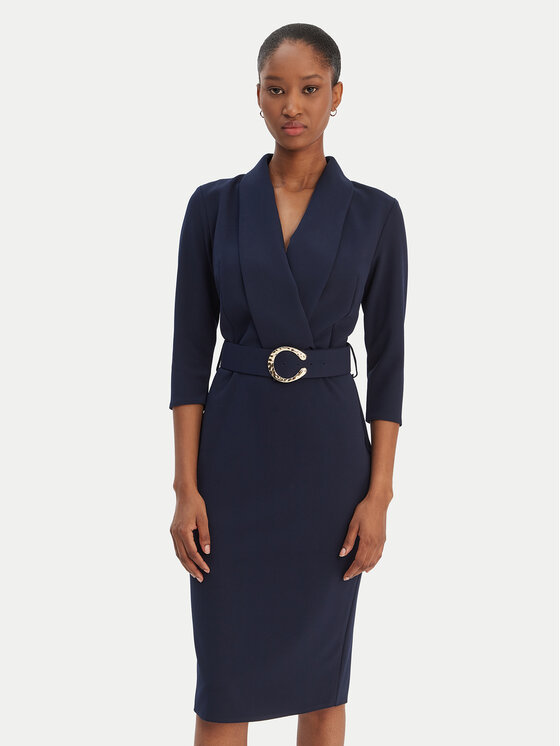 Rinascimento Rinascimento Kokteiļkleita CFC0126777003 Tumši zils Slim Fit