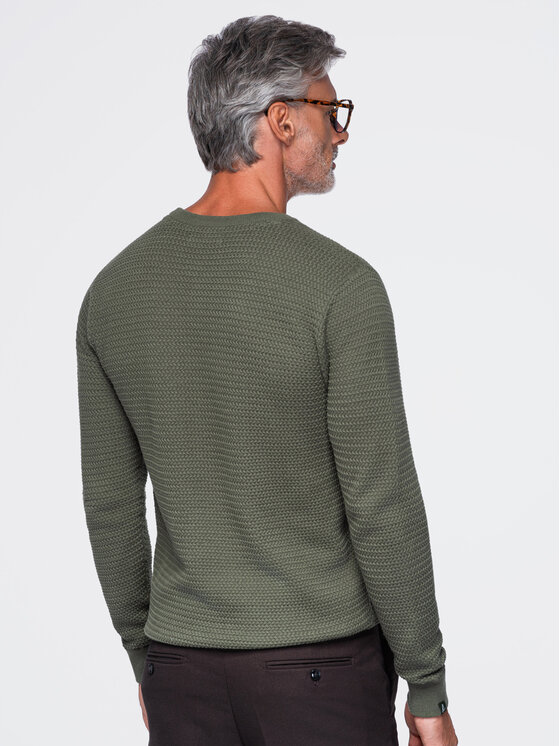 Ombre Ombre Sweter OM-SWSW-0119 Zielony Regular Fit