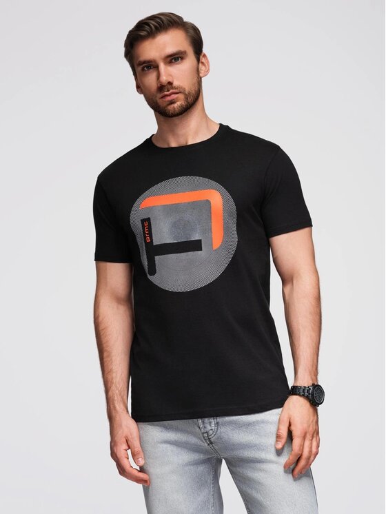 Ombre Ombre T-Shirt OM-TSPT-0245 Czarny Regular Fit