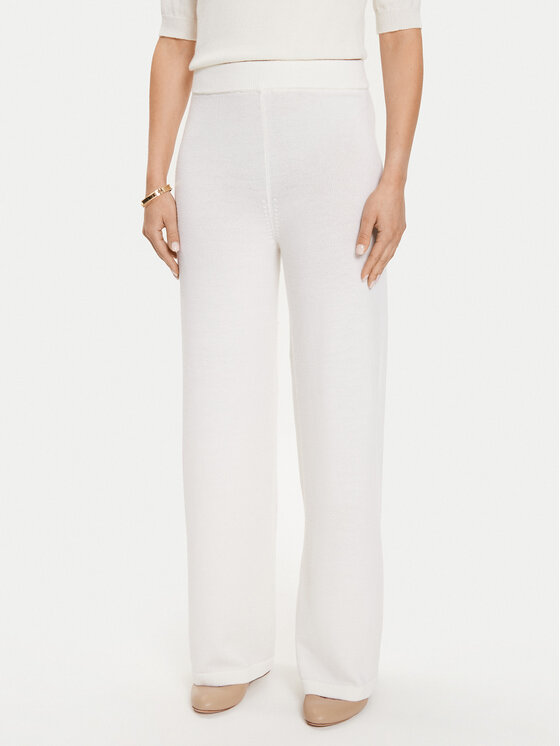 Max Mara Leisure Úpletové nohavice Epopea 24263360 Biela Relaxed Fit