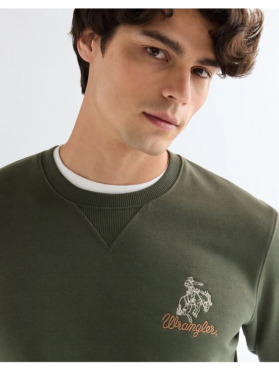Wrangler Wrangler Felpa EMBROIDERY CREW Verde Comfort Fit