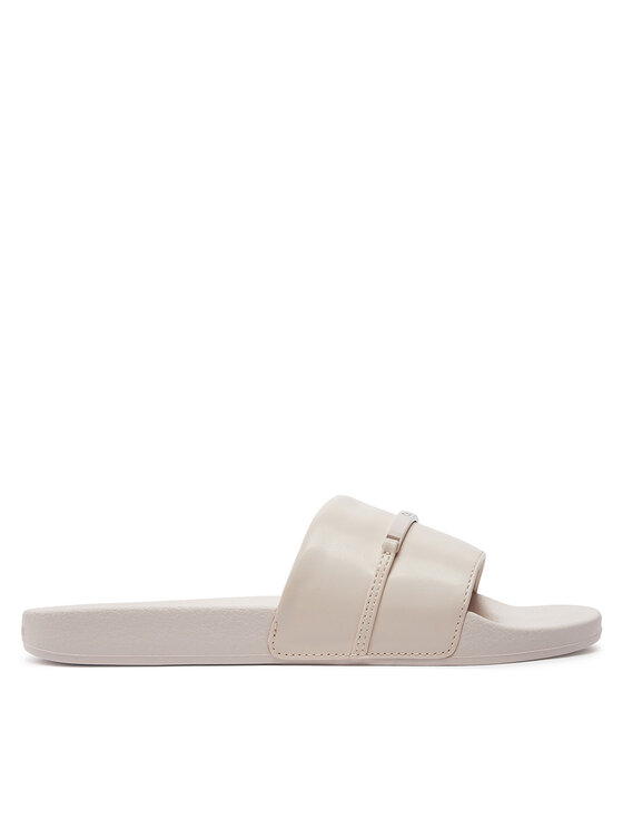 Calvin Klein Pantoletten Pool Slide Metal Bar HW0HW01980 Beige 