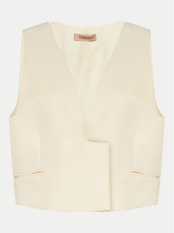 TWINSET TWINSET Vestă elegantă 241TT2100 Écru Slim Fit