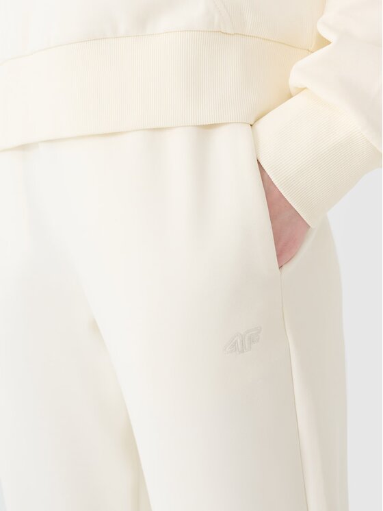 4F 4F Teplákové nohavice 4FWSS25TTROF0996-11S Biela Regular Fit