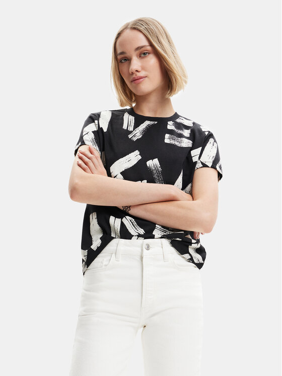 Desigual Tricou 23SWTKAP Negru Regular Fit