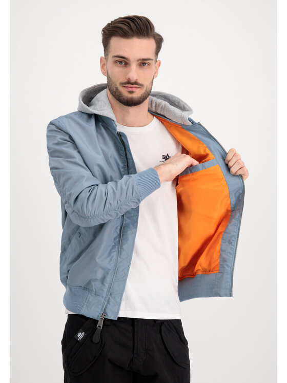 Alpha Industries Alpha Industries Kurtka bomber MA-1 TT Hood Light Bomber Jacket Błękitny Slim Fit