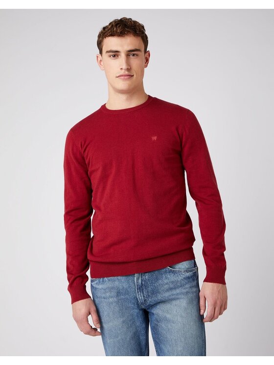 Wrangler Wrangler Sweter CREW KNIT Czerwony Regular Fit